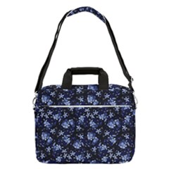 Stylized Floral Intricate Pattern Design Black Backgrond Macbook Pro 15  Shoulder Laptop Bag by dflcprintsclothing