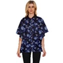 Stylized Floral Intricate Pattern Design Black Backgrond Women s Batwing Button Up Shirt View1