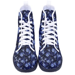 Stylized Floral Intricate Pattern Design Black Backgrond Women s High-top Canvas Sneakers by dflcprintsclothing