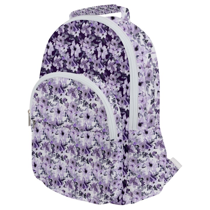 Purple Roses 1 Purple Roses Rounded Multi Pocket Backpack