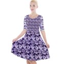 Purple Roses 1 Purple Roses Quarter Sleeve A-Line Dress With Pockets View1