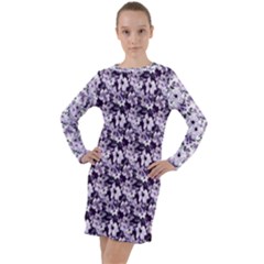 Purple Roses 1 Purple Roses Long Sleeve Hoodie Dress