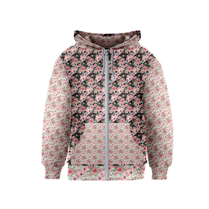 Pink Roses 02 Pink Roses 01 Kids  Zipper Hoodie