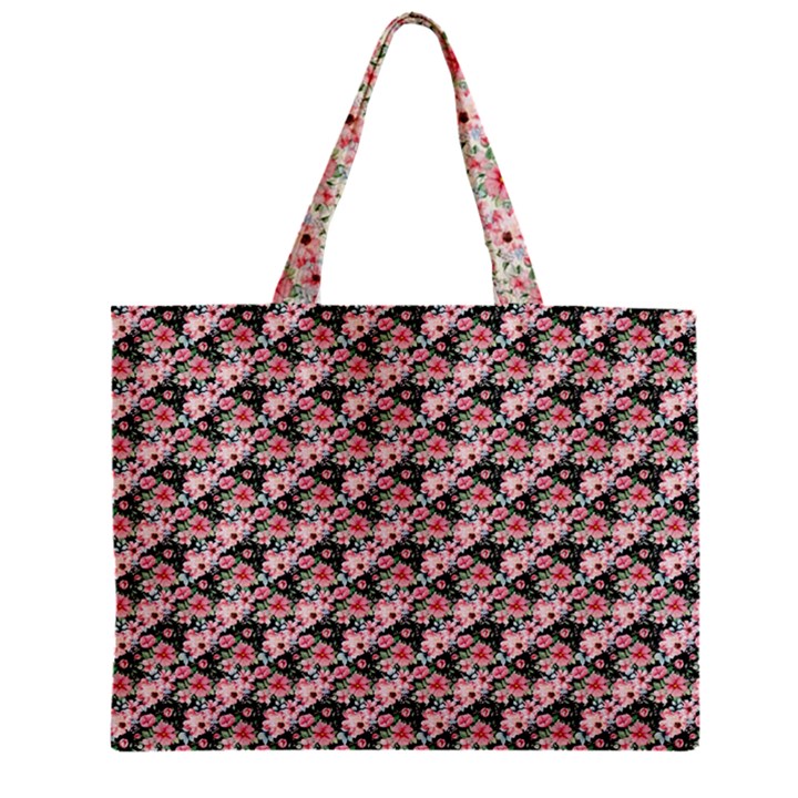 Pink Roses 02 Pink Roses 01 Zipper Mini Tote Bag