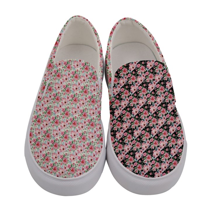 Pink Roses 02 Pink Roses 01 Women s Canvas Slip Ons