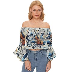 Cello Off Shoulder Flutter Bell Sleeve Top by RiverRootz