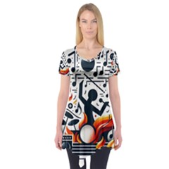 Abstract Drummer Short Sleeve Tunic  by RiverRootz