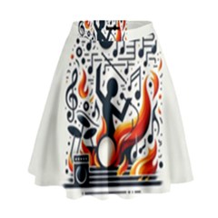 Abstract Drummer High Waist Skirt