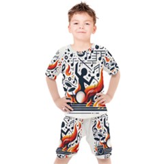 Abstract Drummer Kids  T-shirt And Shorts Set by RiverRootz