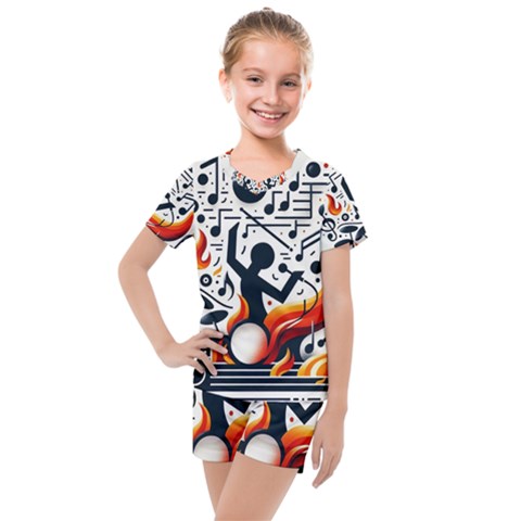 Abstract Drummer Kids  Mesh T-shirt And Shorts Set by RiverRootz