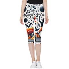 Abstract Drummer Inside Out Lightweight Velour Capri Leggings 