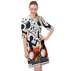 Abstract Drummer Long Sleeve Mini Shirt Dress by RiverRootz