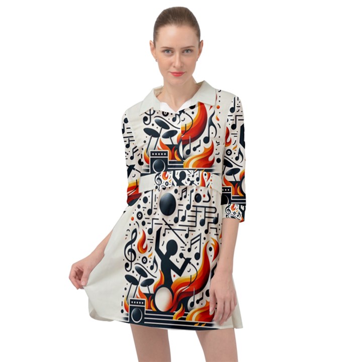 Abstract Drummer Mini Skater Shirt Dress