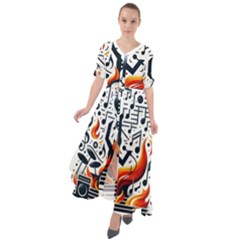 Abstract Drummer Waist Tie Boho Maxi Dress by RiverRootz