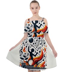 Abstract Drummer Cut Out Shoulders Chiffon Dress by RiverRootz