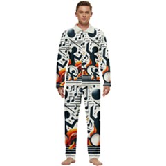 Abstract Drummer Men s Long Sleeve Velvet Pocket Pajamas Set