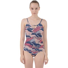 Waves Ocean Sea Water Pattern Rough Seas Digital Art Nature Nautical Cut Out Top Tankini Set by Bedest