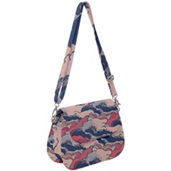 Waves Ocean Sea Water Pattern Rough Seas Digital Art Nature Nautical Saddle Handbag by Bedest