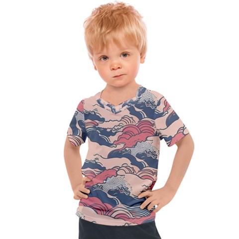 Waves Ocean Sea Water Pattern Rough Seas Digital Art Nature Nautical Kids  Sports T-shirt by Bedest