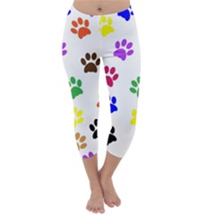 Pawprints Paw Prints Paw Animal Capri Winter Leggings 