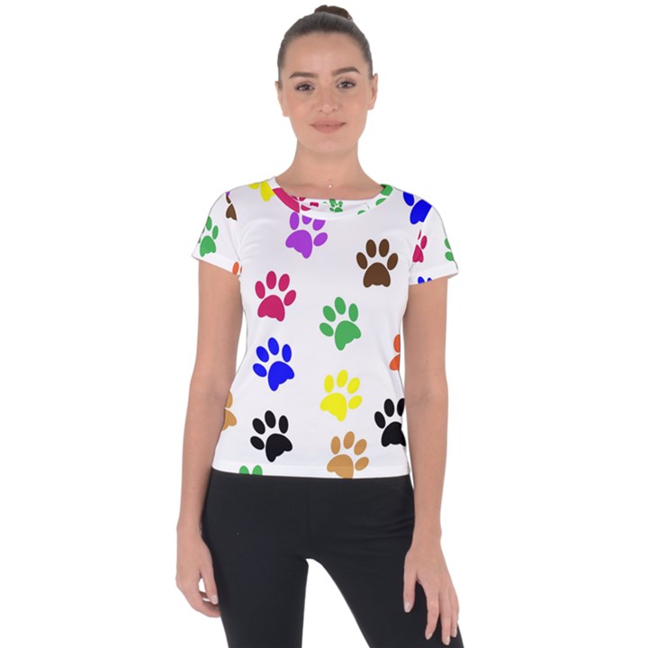 Pawprints Paw Prints Paw Animal Short Sleeve Sports Top 