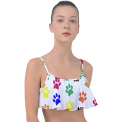 Pawprints Paw Prints Paw Animal Frill Bikini Top