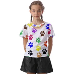 Pawprints Paw Prints Paw Animal Kids  Front Cut T-shirt by Apen