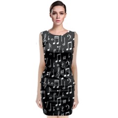 Chalk Music Notes Signs Seamless Pattern Classic Sleeveless Midi Dress by Ravend