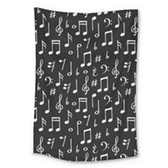 Chalk Music Notes Signs Seamless Pattern Large Tapestry by Ravend