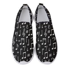 Chalk Music Notes Signs Seamless Pattern Women s Slip On Sneakers by Ravend