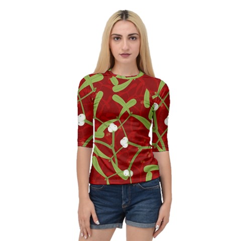 Mistletoe Christmas Texture Advent Quarter Sleeve Raglan T-shirt by Hannah976