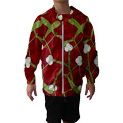 Mistletoe Christmas Texture Advent Kids  Hooded Windbreaker by Hannah976