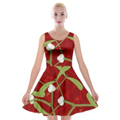 Mistletoe Christmas Texture Advent Velvet Skater Dress by Hannah976