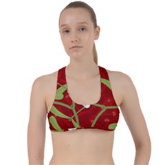 Mistletoe Christmas Texture Advent Criss Cross Racerback Sports Bra by Hannah976