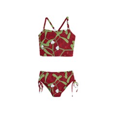 Mistletoe Christmas Texture Advent Girls  Tankini Swimsuit by Hannah976