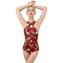 Mistletoe Christmas Texture Advent Cross Front Low Back Swimsuit View1