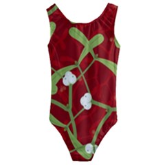 Mistletoe Christmas Texture Advent Kids  Cut-out Back One Piece Swimsuit by Hannah976