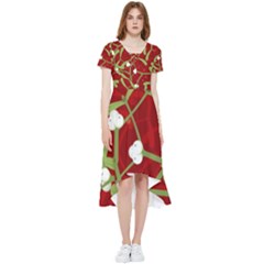 Mistletoe Christmas Texture Advent High Low Boho Dress by Hannah976