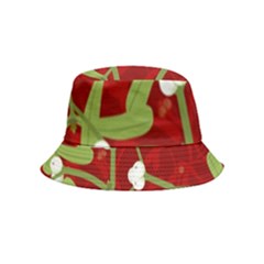 Mistletoe Christmas Texture Advent Bucket Hat (kids) by Hannah976