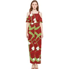 Mistletoe Christmas Texture Advent Draped Sleeveless Chiffon Jumpsuit by Hannah976