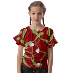 Mistletoe Christmas Texture Advent Kids  Cut Out Flutter Sleeves