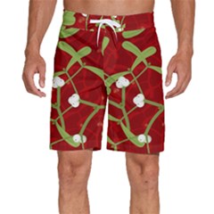 Mistletoe Christmas Texture Advent Men s Beach Shorts