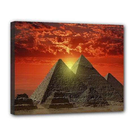 Pyramids Egypt Monument Landmark Sunrise Sunset Egyptian Canvas 14  X 11  (stretched) by Proyonanggan