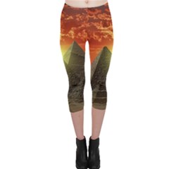 Pyramids Egypt Monument Landmark Sunrise Sunset Egyptian Capri Leggings  by Proyonanggan