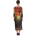 Pyramids Egypt Monument Landmark Sunrise Sunset Egyptian Quarter Sleeve Midi Bodycon Dress View2