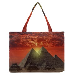 Pyramids Egypt Monument Landmark Sunrise Sunset Egyptian Zipper Medium Tote Bag by Proyonanggan