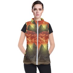 Pyramids Egypt Monument Landmark Sunrise Sunset Egyptian Women s Puffer Vest by Proyonanggan