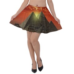 Pyramids Egypt Monument Landmark Sunrise Sunset Egyptian Velvet Skater Skirt by Proyonanggan