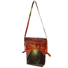 Pyramids Egypt Monument Landmark Sunrise Sunset Egyptian Folding Shoulder Bag by Proyonanggan