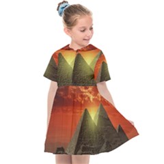 Pyramids Egypt Monument Landmark Sunrise Sunset Egyptian Kids  Sailor Dress by Proyonanggan